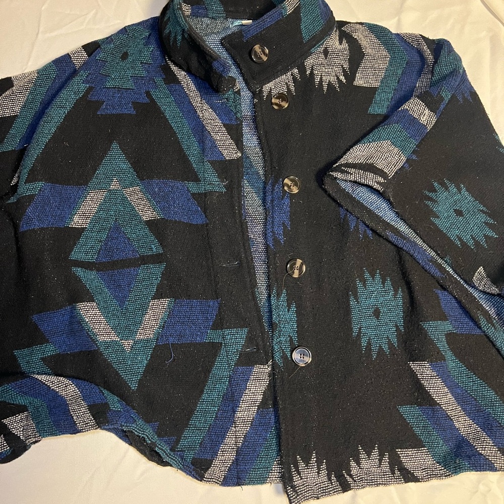 Woman’s  Black and Blue Navajo style Jacket/poncho